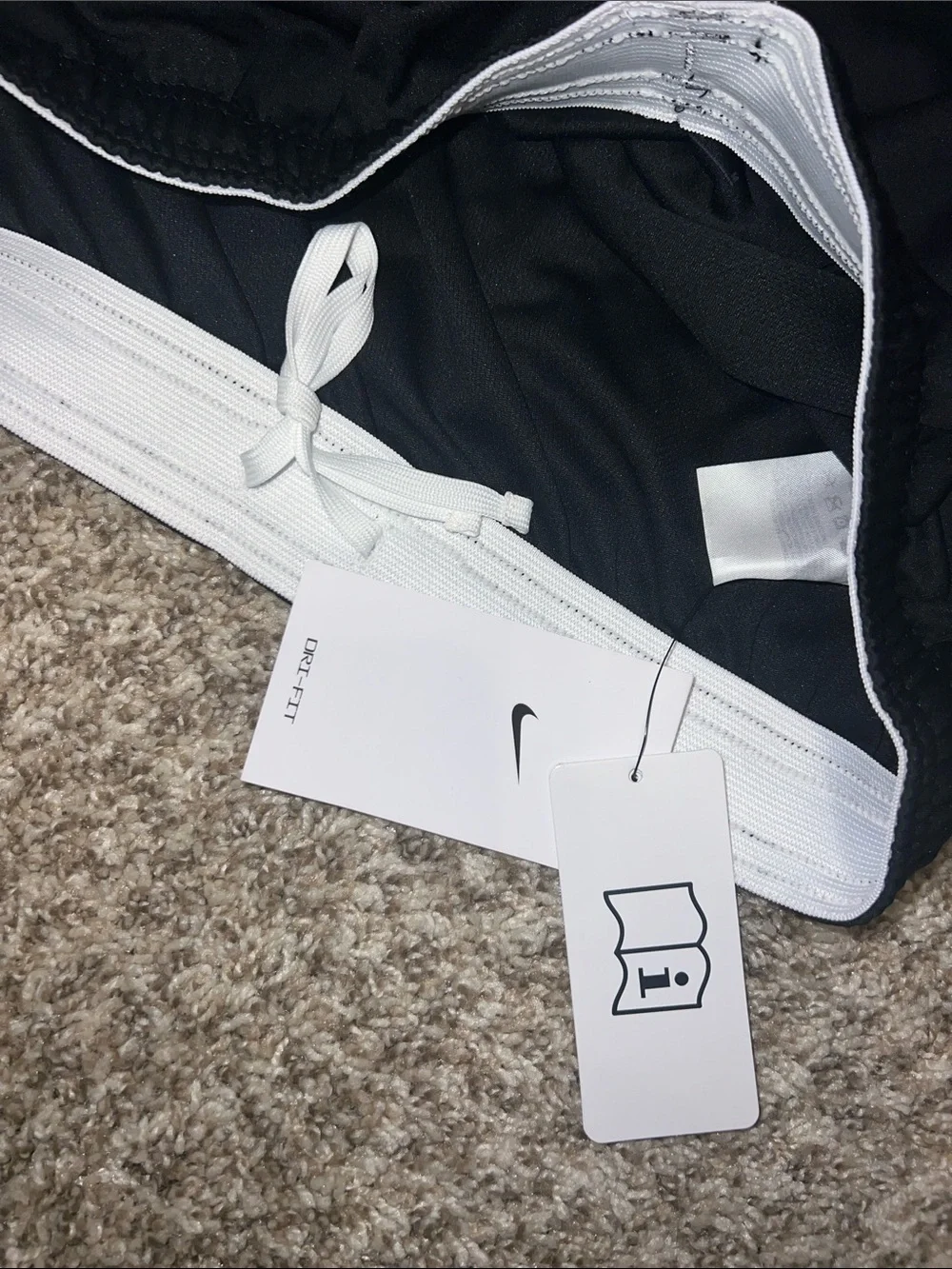 NWT! Nike Black Athletic Skirt with Drawstring and White Swoosh Accent Size MED